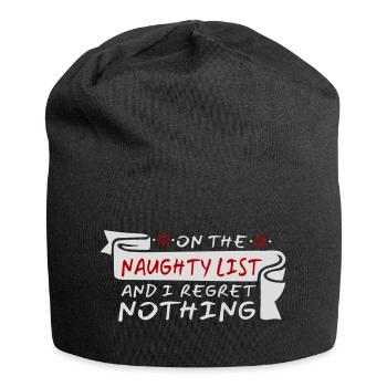 On the naughty list and regret nothing XMas Spruch - Jersey Beanie - black - Front