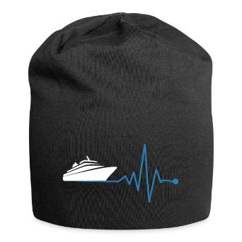 Yacht and heartbeat - Jersey Beanie - black - Front