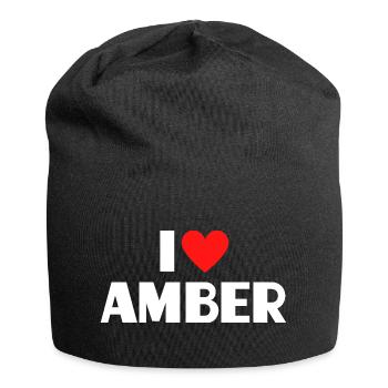 I Love Amber Red Heart Retro Statement - Jersey Beanie - black - Front
