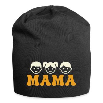 Mom 3 Children Mother of Three Mother's Day - Jersey Beanie - black - Front