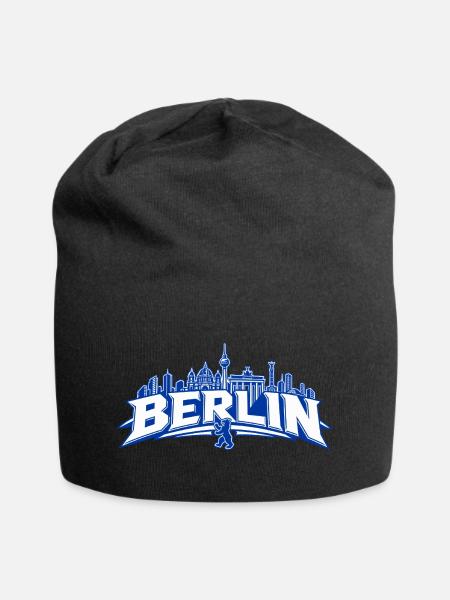 Berlin Skyline Bärenlogo - Jersey-Beanie - Schwarz