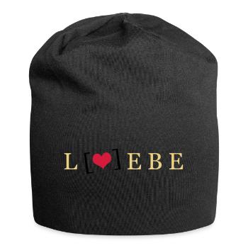 Liebe / Lebe - Jersey-Beanie - Schwarz - Vorne