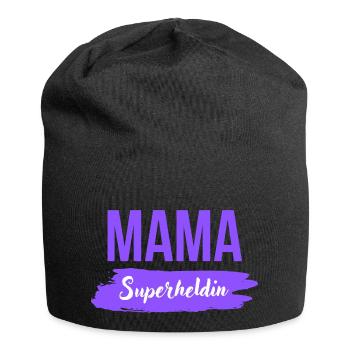 Mama Superheldin - Jersey-Beanie - Schwarz - Vorne