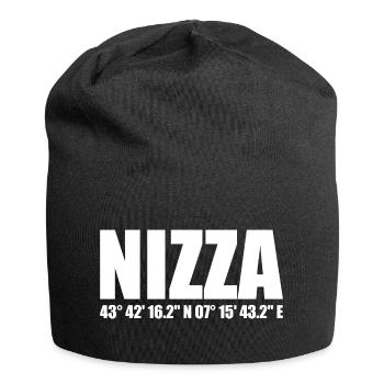 Nizza Koordinaten - Jersey-Beanie - Schwarz - Vorne