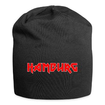Modisches Heimat HAMBURG Metal-Design - Jersey-Beanie - Schwarz - Vorne