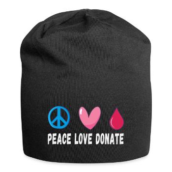 Peace Love Donate Blood Donation - Jersey Beanie - black - Front