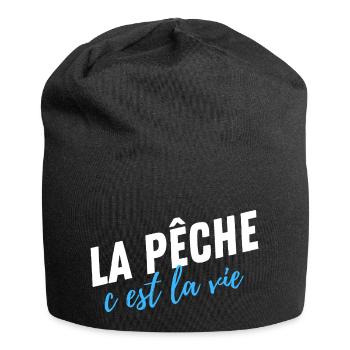 Angeln ist Leben, Humor, Fischer Geschenk - Jersey-Beanie - Schwarz - Vorne