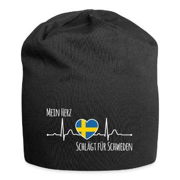 Mein Herz schlägt für Schweden Skandinavien - Jersey-Beanie - Schwarz - Vorne