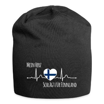Mon cœur bat pour la Finlande Scandinavie - Bonnet en jersey - noir - Devant