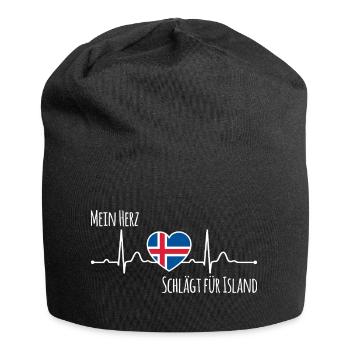 Mon cœur bat pour l’Islande la Scandinavie - Bonnet en jersey - noir - Devant