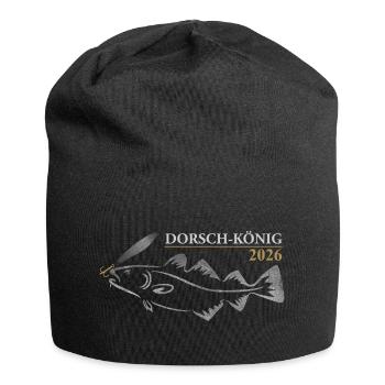 Dorschkönig 2026 - Jersey-Beanie - Schwarz - Vorne