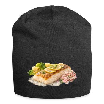 Lemon Dill Salmon Fillet - Jersey Beanie - charcoal grey - Front