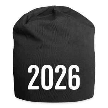 2026 Jahreszahl Ziffer - Jersey-Beanie - Schwarz - Vorne