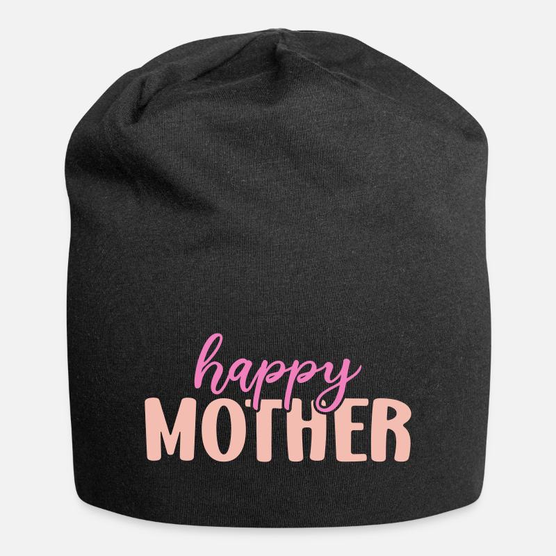 Glückliche Mutter - Jersey-Beanie - Schwarz