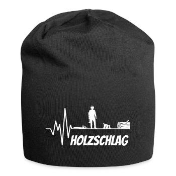 Holzschlag Herzschlag Holzfäller Waldarbeiter - Jersey-Beanie - Schwarz - Vorne