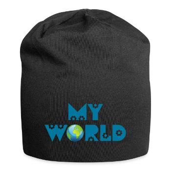 Meine Welt - Jersey-Beanie - Schwarz - Vorne