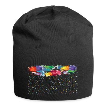 rainbow rainy day (wide) - Jersey Beanie - black - Front