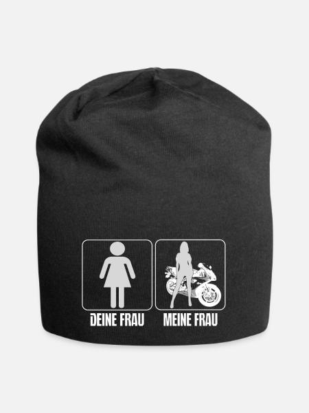 Motorrad - Meine Frau - T-Shirt - Jersey-Beanie - Schwarz