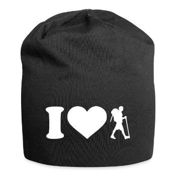 I love hiking white - Jersey Beanie - black - Front