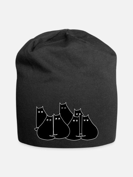 Katzen - Jersey-Beanie - Schwarz