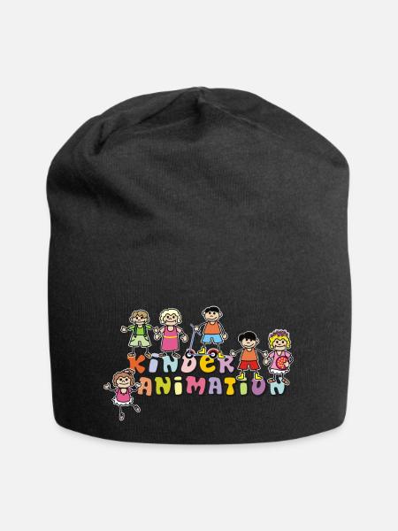 Vom Grafik Designer--- Kinderanimation - Jersey-Beanie - Schwarz