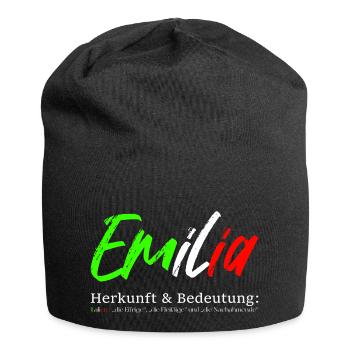 Emilia - Herkunft und Bedeutung - Jersey-Beanie - Schwarz - Vorne
