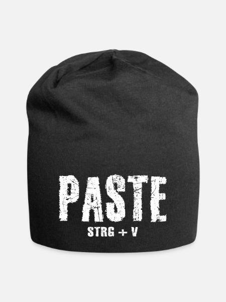 Paste Strg V Vater Sohn Mutter Tochter - Jersey-Beanie - Schwarz