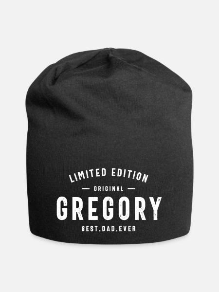 Gregory Personalized Name Birthday - Jersey Beanie - black