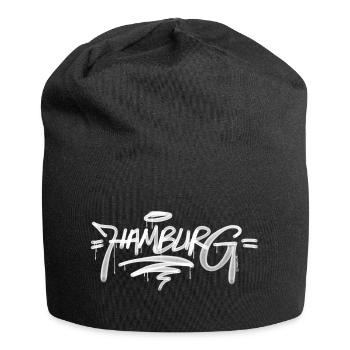 Hamburg Graffiti Fatcap Tag - Jersey-Beanie - Schwarz - Vorne