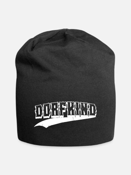 dorf dorfkind aufkleber sticker dorfi stadt fest - Jersey-Beanie - Schwarz
