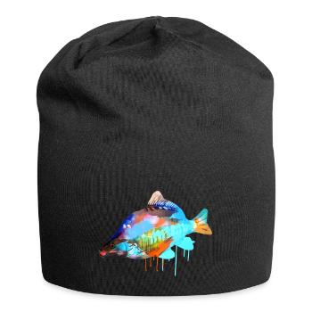 carpe, coloré, graffiti, peinture, poisson - Bonnet en jersey - noir - Devant