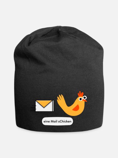 Mail Chicken Email Huhn Hahn Küken Henne Post - Jersey-Beanie - Schwarz