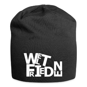 Weltfrieden - Jersey-Beanie - Schwarz - Vorne