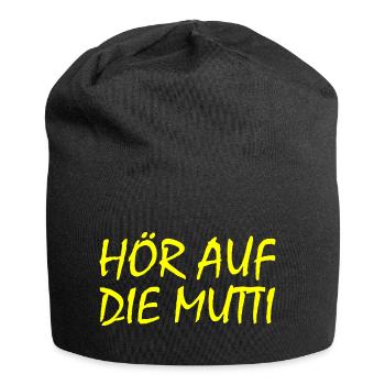 Hör auf die mutti - Jersey-Beanie - Schwarz - Vorne