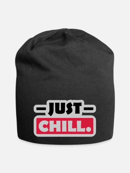 Just Chill Text Logo - Jersey-Beanie - Schwarz