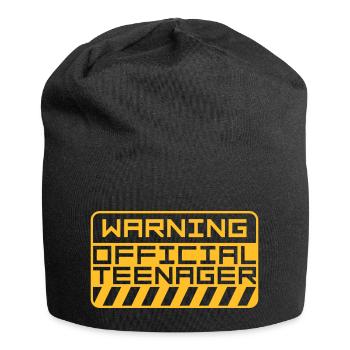 warning official teenage quote - Jersey Beanie - black - Front