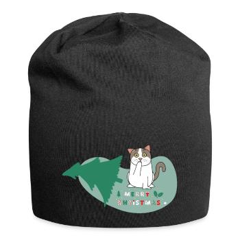 Pfotschaprès Noël - Chat et sapin de Noël - Bonnet en jersey - noir - Devant