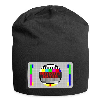 Boykott Katar Qatar abschalten Nein zur WM in QTR - Jersey-Beanie - Schwarz - Vorne