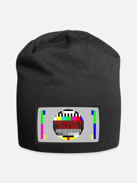 Boycott Qatar shut down Qatar No to the World Cup in QTR - Jersey Beanie - black