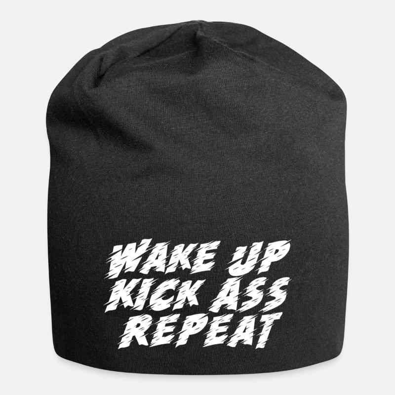 Wake Up Repeat - Jersey Beanie - black