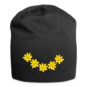 Yellow Buttercup Flower Arch – Spring Floral Wreat - Jersey Beanie - black - Front