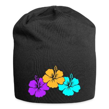 hibiskus - Jersey-Beanie - Schwarz - Vorne