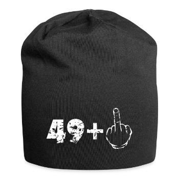 i am 49 plus – 49 plus Stinkefinger - 49 + 1 - Jersey-Beanie - Schwarz - Vorne