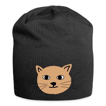 Katzengesicht 1 - Jersey-Beanie - Schwarz - Vorne