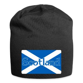 Scotland Flag with text on top - Jersey Beanie - black - Front