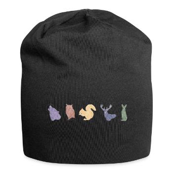 Boho Line Art Design, Serie „Woods“ - Jersey-Beanie - Schwarz - Vorne