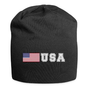 TEAM USA amerikanische Flagge Fahne vor Schrift - Jersey-Beanie - Schwarz - Vorne