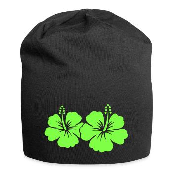 Hibiskus Blume - Jersey-Beanie - Schwarz - Vorne