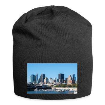 Panoramic view of Montreal Skyline from harbour - Jersey Beanie - black - Front