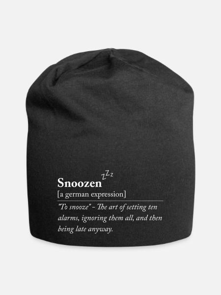 Snoozen - Lustiger deutscher Ausdruck - Jersey-Beanie - Schwarz